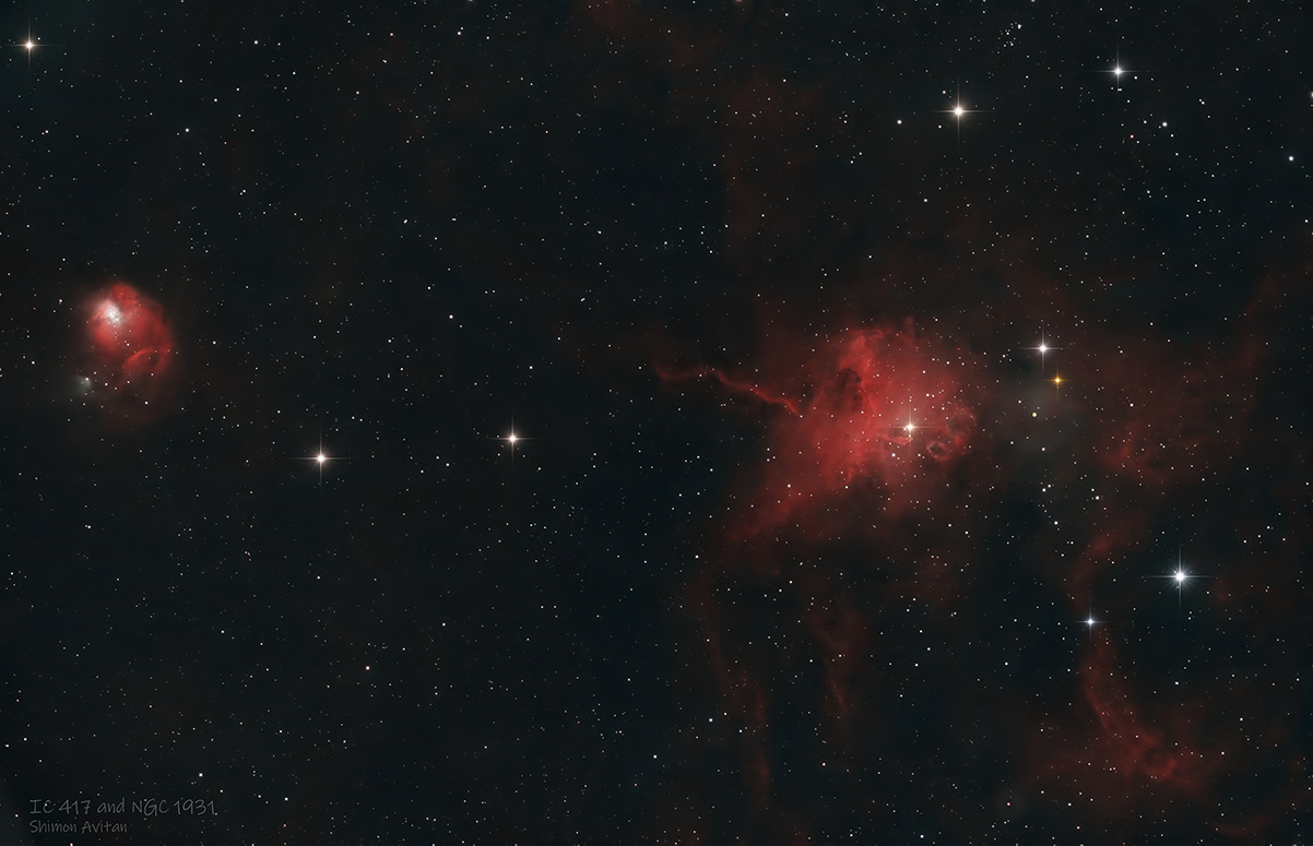 Spider Nebula (IC 417) and Fly Nebula (NGC 1931) in Auriga - Deep Sky Astrophotography
