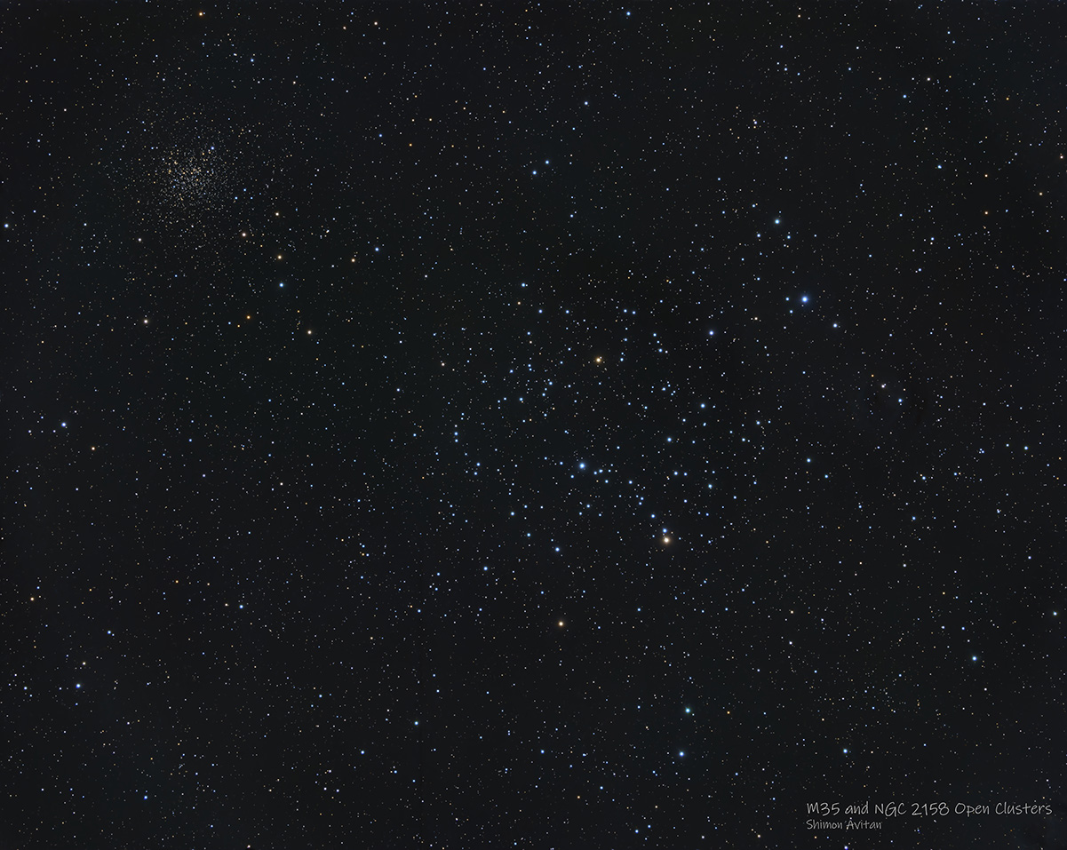 Messier 35 and NGC 2158 Open Clusters in Gemini - Deep Sky Astrophotography