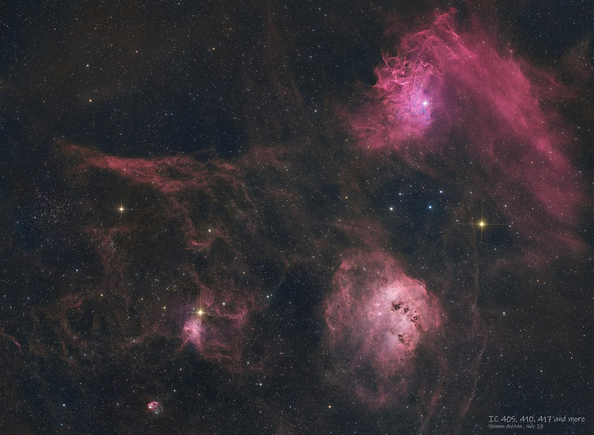 Flaming Star (IC 405) and Tadpole (IC 410) Nebulae - Deep Sky Astrophotography